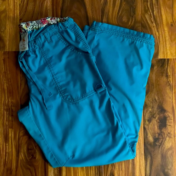 Koi Lindsey Turquoise Cargo Scrub Pants